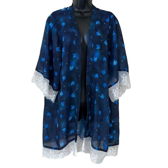 Torrid Sailor Moon Lace Moon Luna Cat Head Print Kimono - Picture 3 of 10